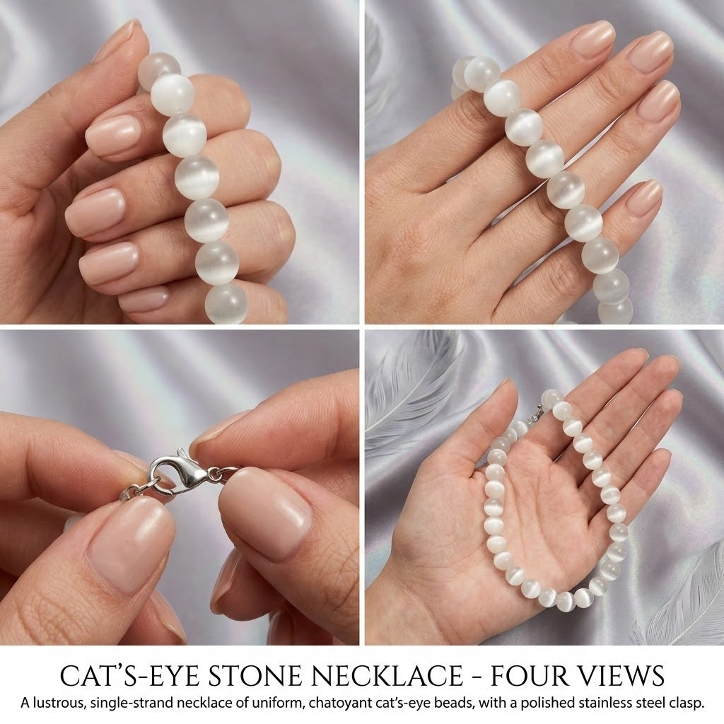 Bracelet à perles blanches en sélénite naturelle 