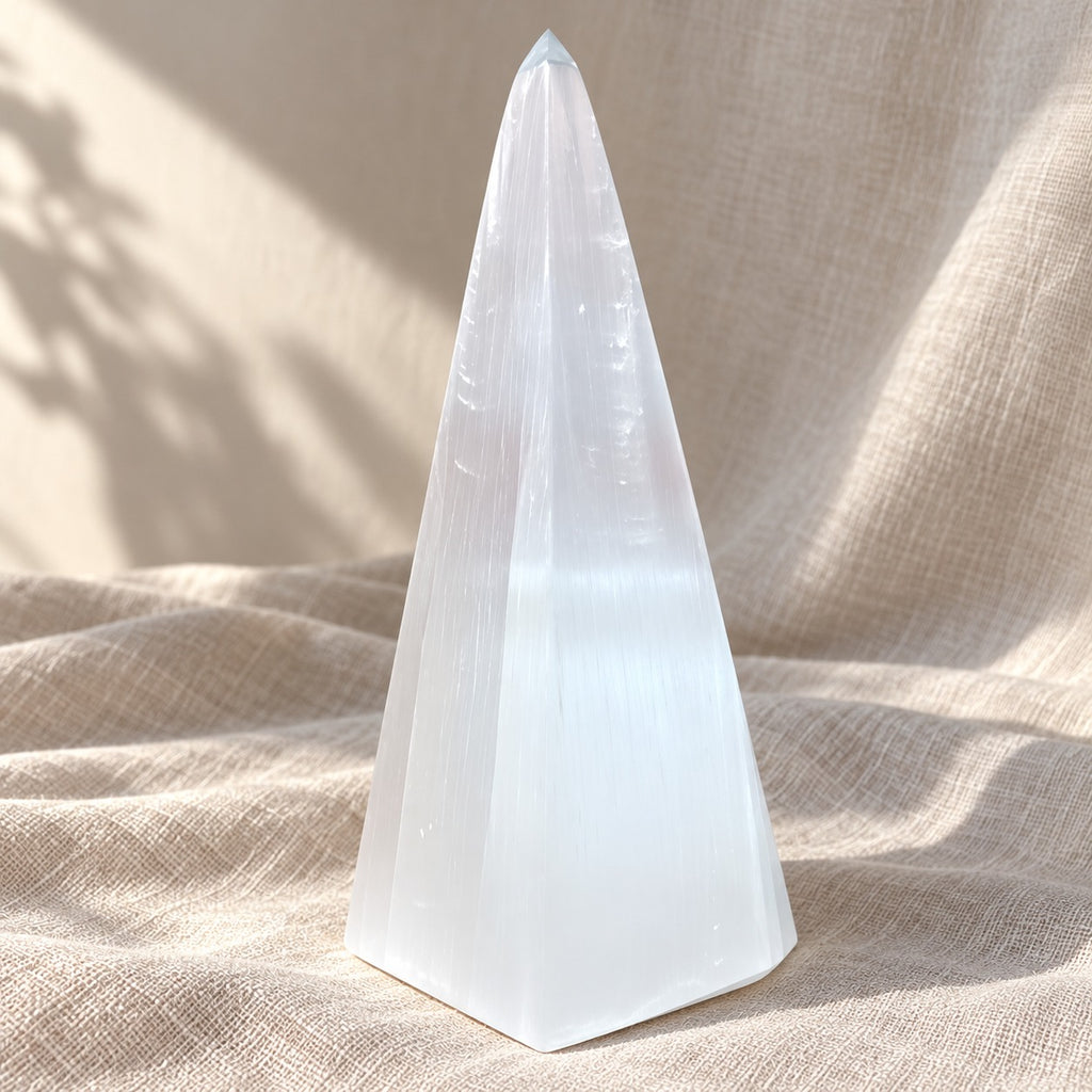 Selenit-Pyramide – Handgefertigter marokkanischer Dekokristall