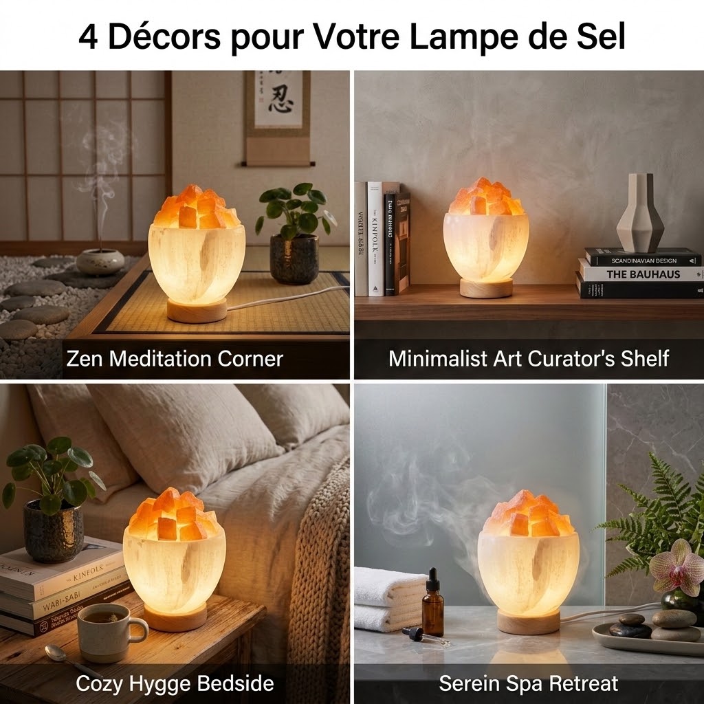 Lampe brasero sélénite illuminée — lueur chaleureuse ambrée, outil spirituel Reiki et lithothérapie, handmade Maroc | Pure Selenite