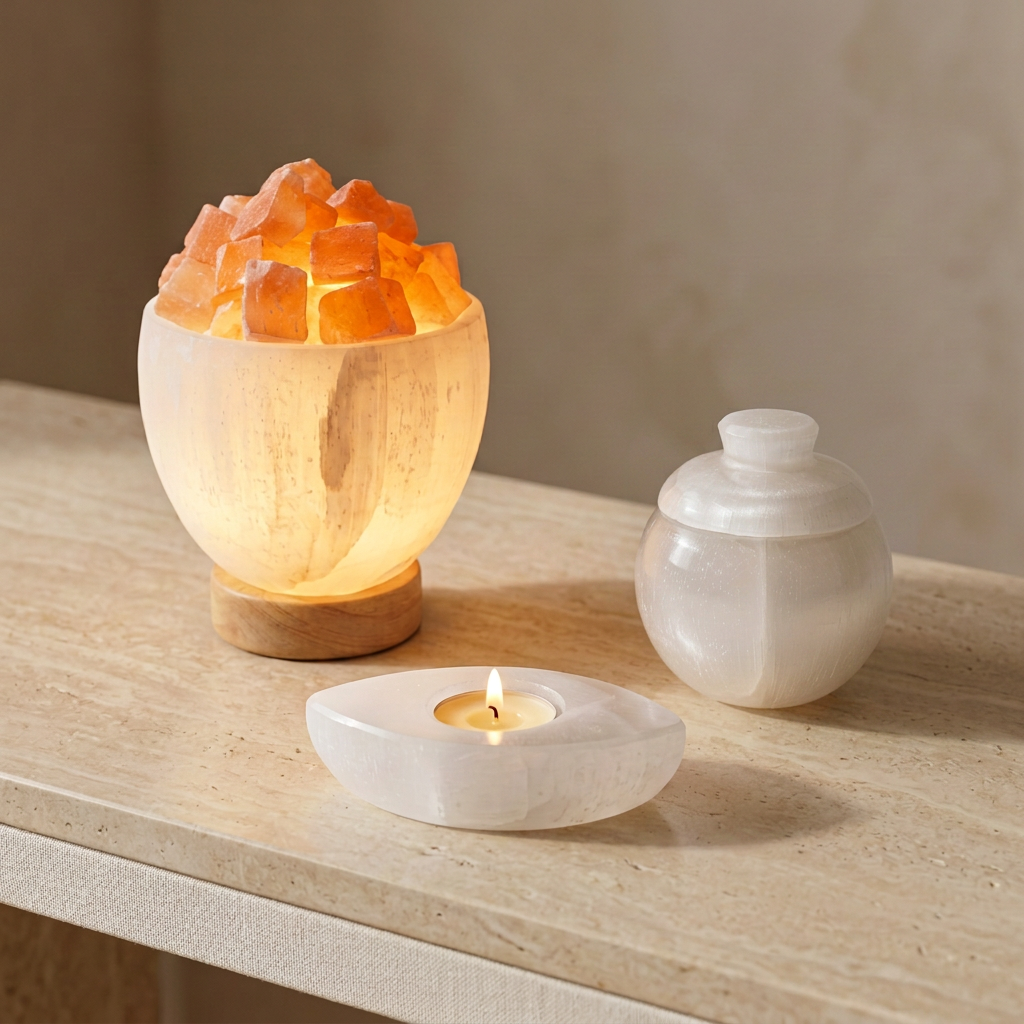 Coffret Feu Purificateur – Lampe Brasero, Bougeoir & Décoration en Sélénite