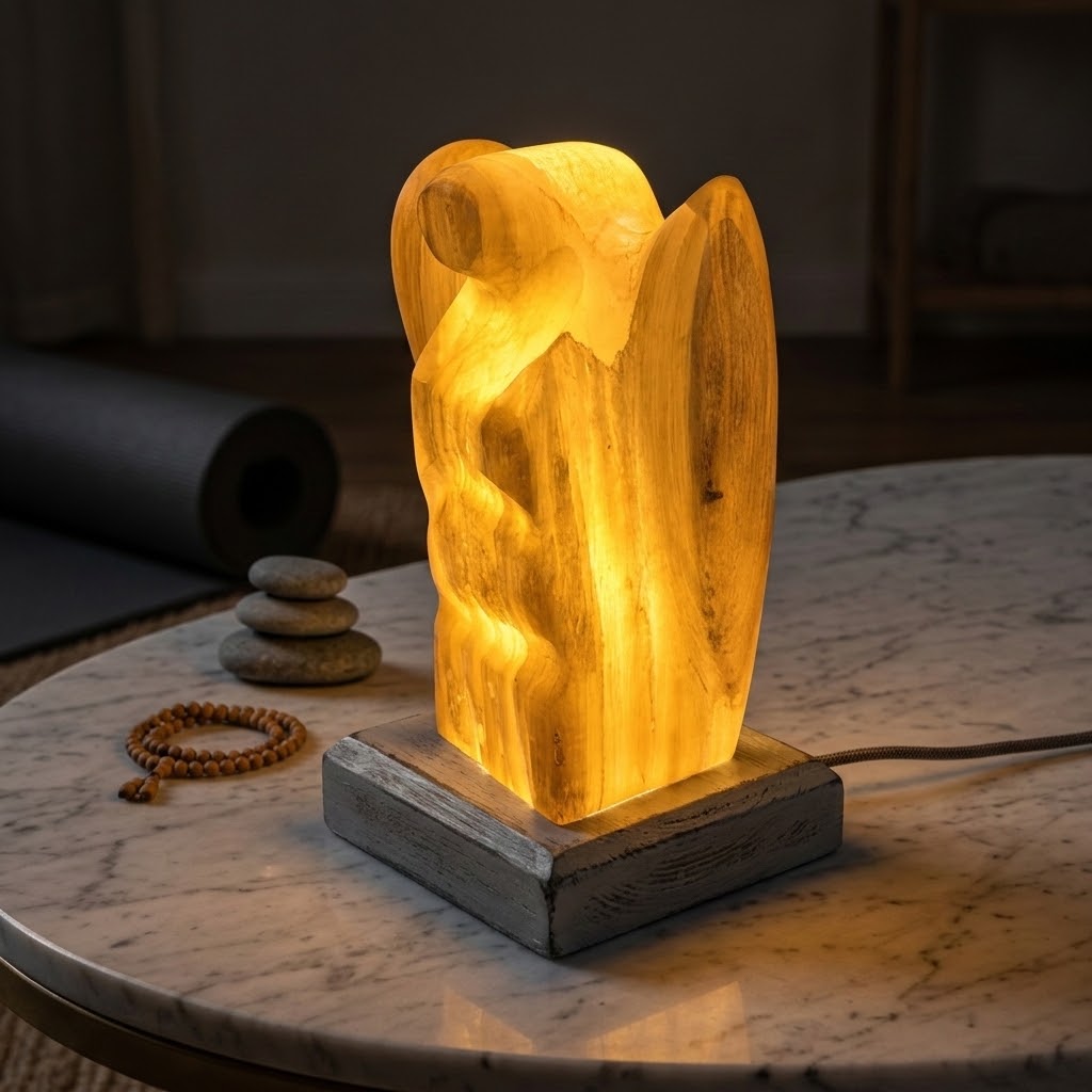 socle bois artisanal, mala et galets, style zen